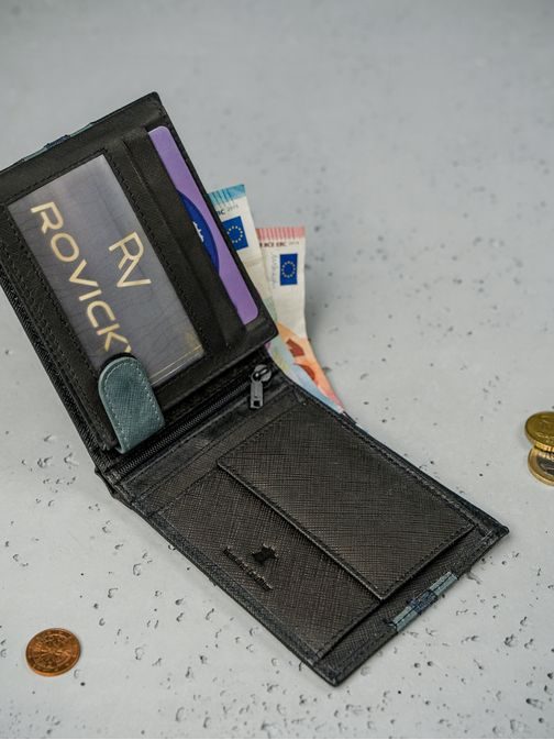 Trendi črna denarnica z barvnimi črtami