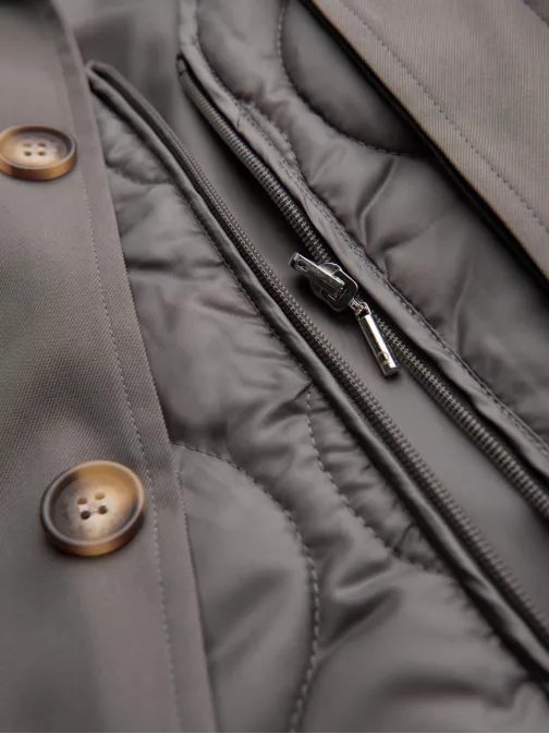 Pepelno siv moški plašč z jopičem V6 OM-COLC-0139