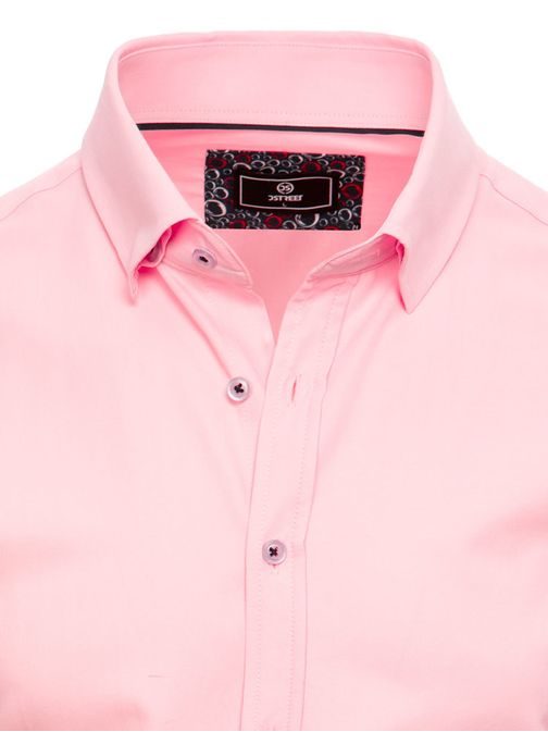 Modna rožnata enobarvna srajca s kratkimi rokavi