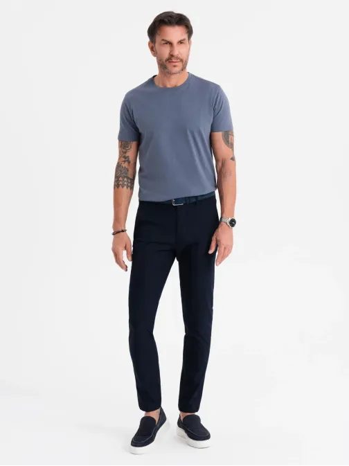 Osnovna bombažna majica iz džinsa z okroglim vratom V7 TSBS-0236