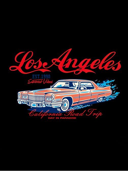 Črna majica z originalnim potiskom avtomobila