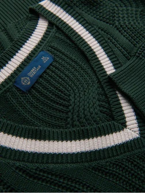 Eleganten pleten pulover za moške zelen v1 om-swcd-0151