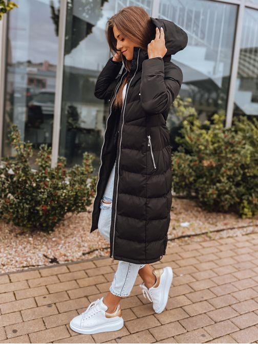 Neobičajna ženska bunda v črni barvi Mensi