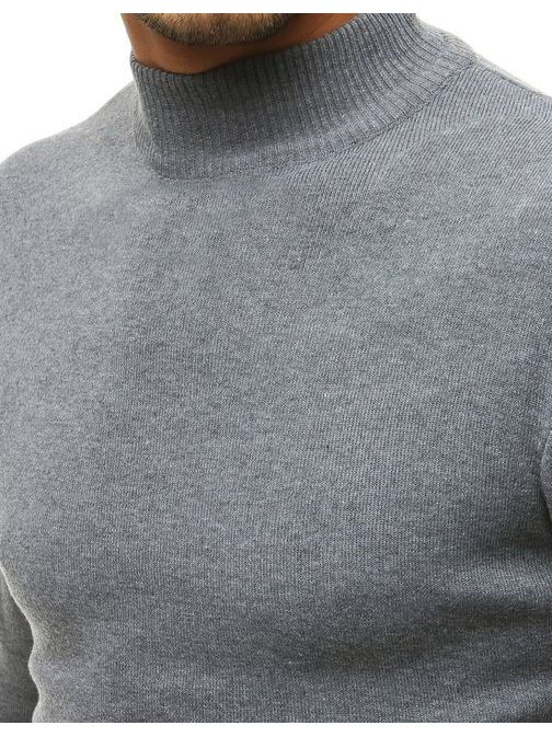 Siv udoben pulover z visokim ovratnikom