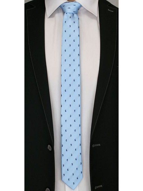 Zanimiva vzorčasta modra kravata