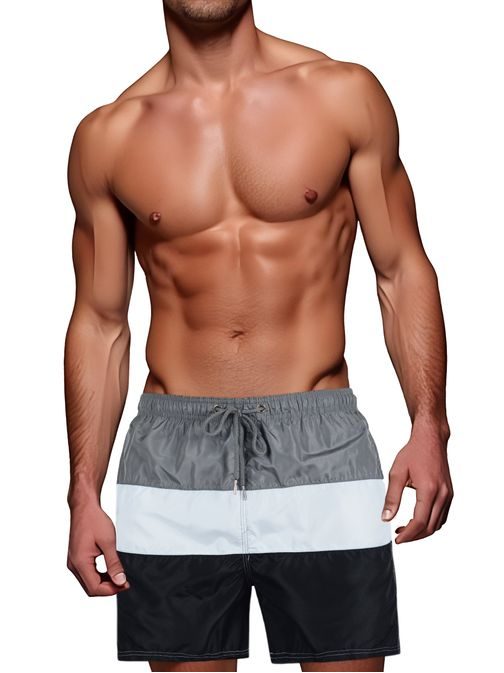 Tribarvne sivo-bele moške kopalke