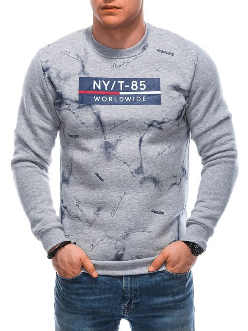 Modni siv pulover brez kapuce B1658