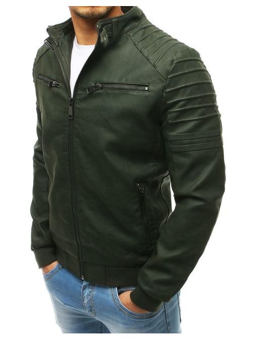Moška jakna iz umetnega usnja v zeleni barvi