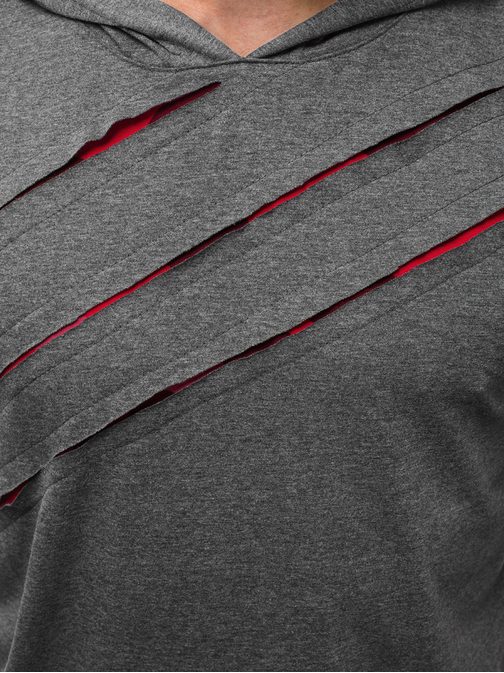 Grafit-rdeča asimetrična majica za moške O/1185