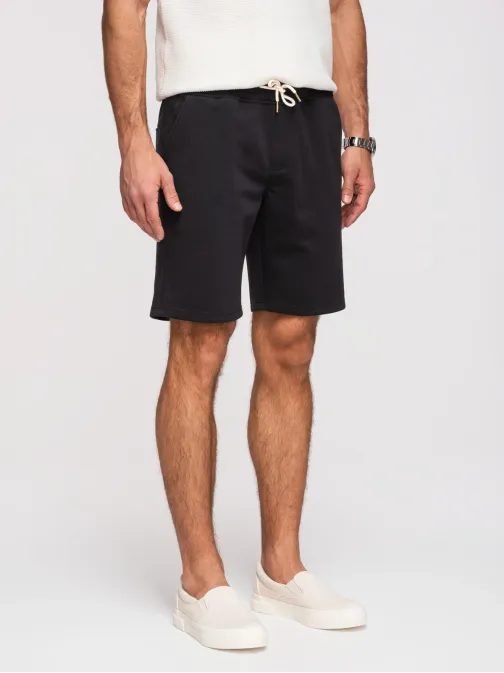 Pletene črne moške kratke hlače V2 SRSK-0124