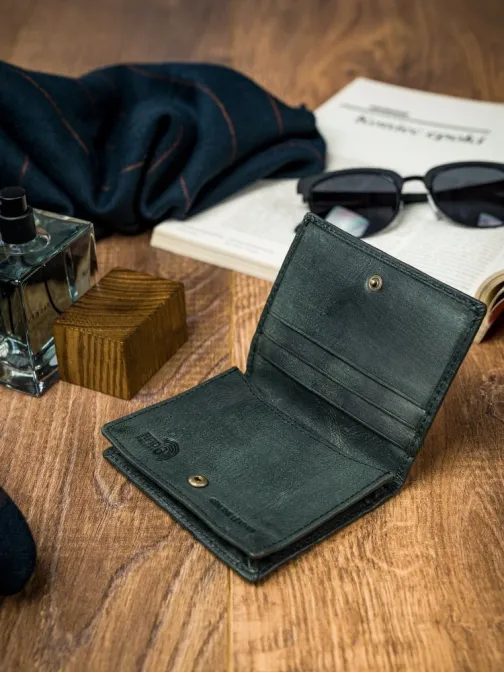 Črna moška usnjena denarnica Buffalo Wild