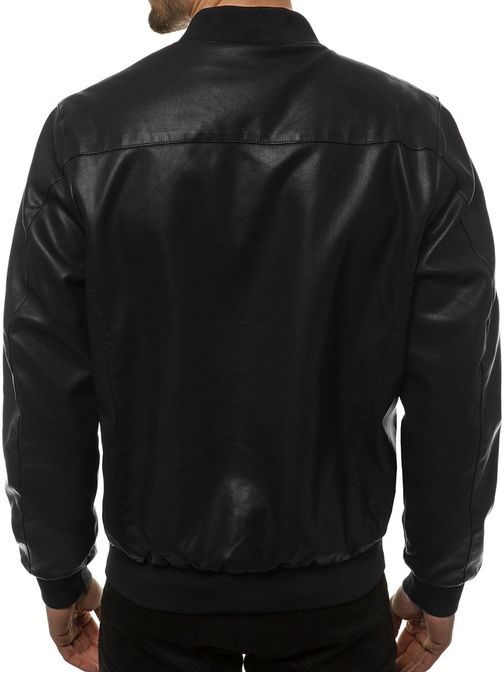 Črna jakna iz umetnega usnja JB/JP1147Z