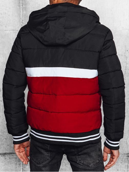 Stilska moška črno rdeča moška prešita jakna