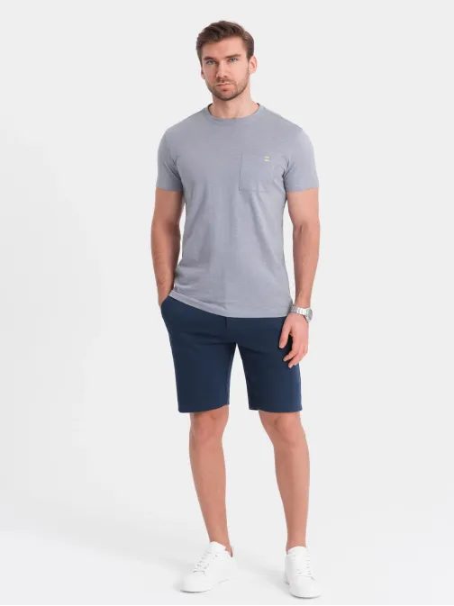 Temno modre kratke hlače iz strukturiranega blaga V1 SRCS-0126