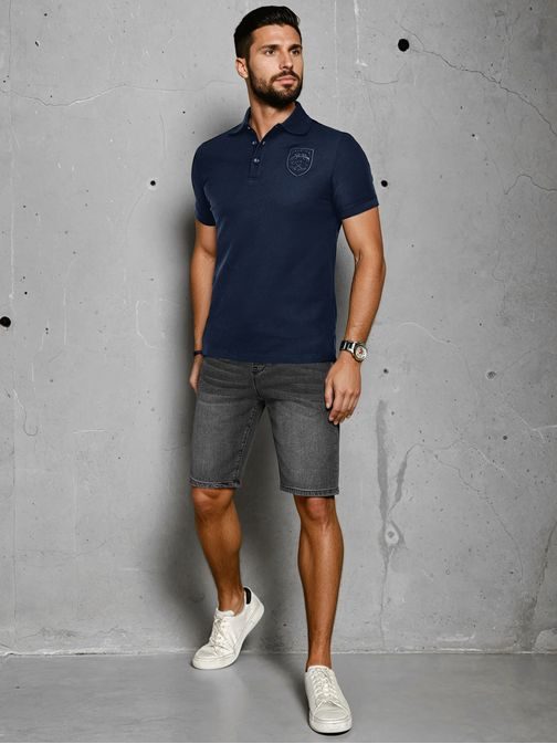 Moška temno modra polo majica z logotipom