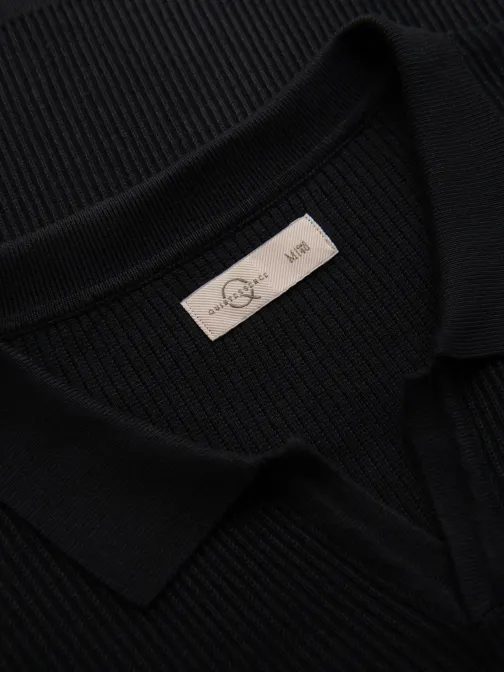 Moška črna pletena polo majica V2 POSS-0160