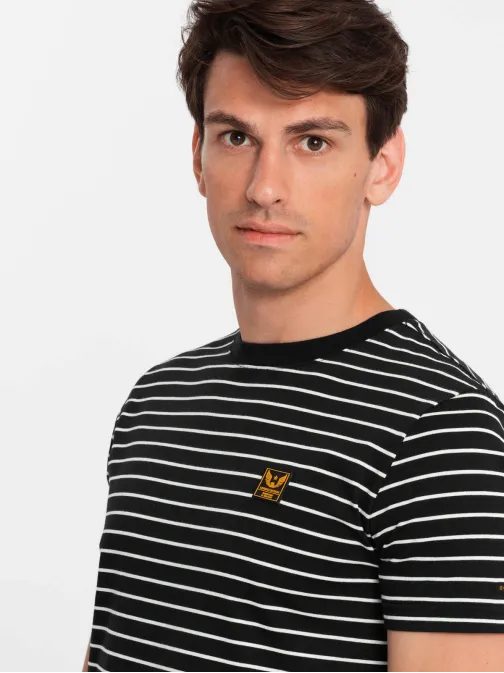 Poletna majica s kratkimi rokavi črno-bela v2 om-tsct-0183