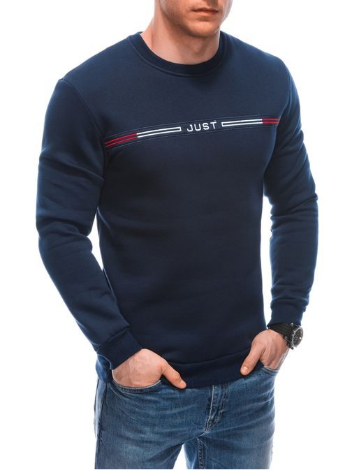 Edinstveni temno moder pulover z napisomB1664