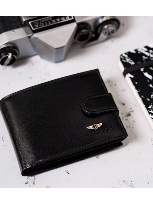 Moderna usnjena črna denarnica Peterson