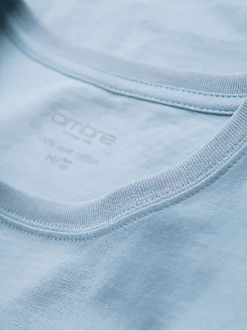 Osnovna svetlomodra bombažna majica z okroglim vratom V19 TSBS-0236
