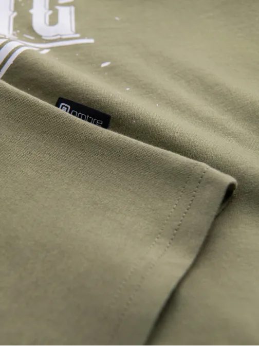 Olivno zelena majica z motorističnim potiskom V2 TSPT-0125