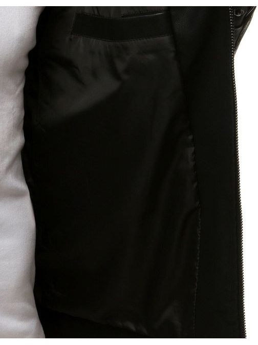 Trendovska črna jakna iz umetnega usnja