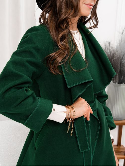 Zanimiv ženski plašč v temno zeleni barvi CLR010 - Pravimoski.si