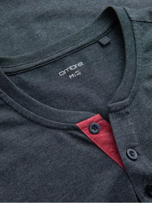 Temno modra moška majica z gumbi V5 TSCT-0155