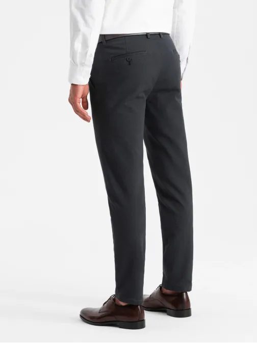 Moške grafit klasične chinos hlače z nežno teksturo V4 PACP-0188