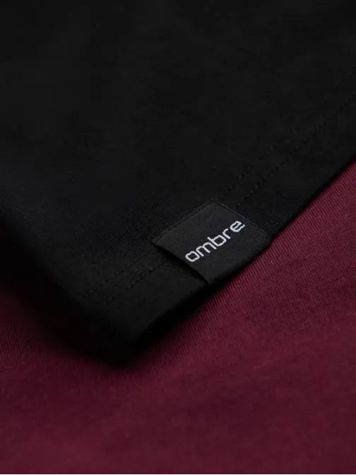 Elegantna bordo črna majica s kratkimi rokavi V5 TSCT-0174