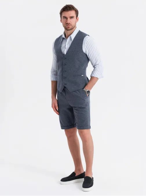 Temno moder eleganten komplet (telovnik + kratke hlače) V1 Z112