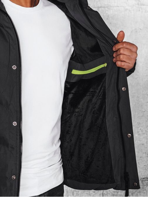 Trendovska grafit moška jakna z okrasnimi elementi