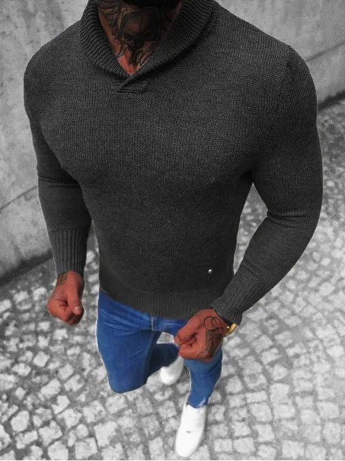 Zanimiv pulover v grafitni barvi NB/MM6018/3