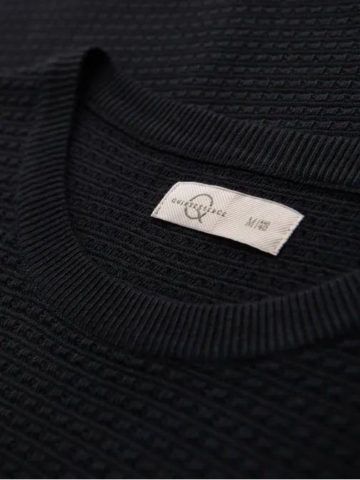 Črna moška pletena majica V3 TSCT-0253