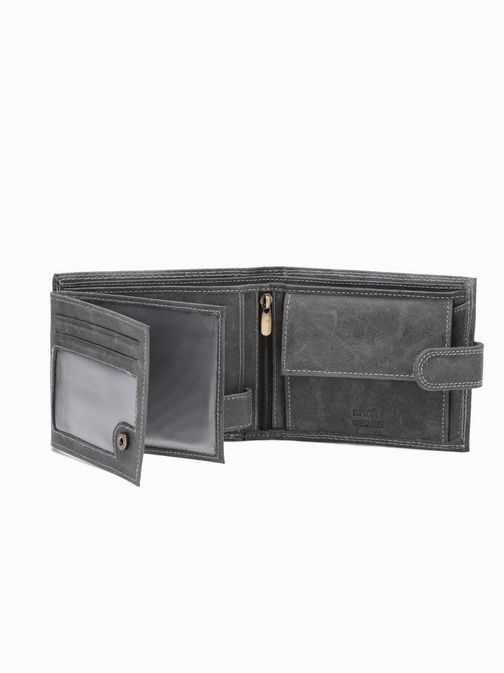 Usnjena črna denarnica z zaponko A087