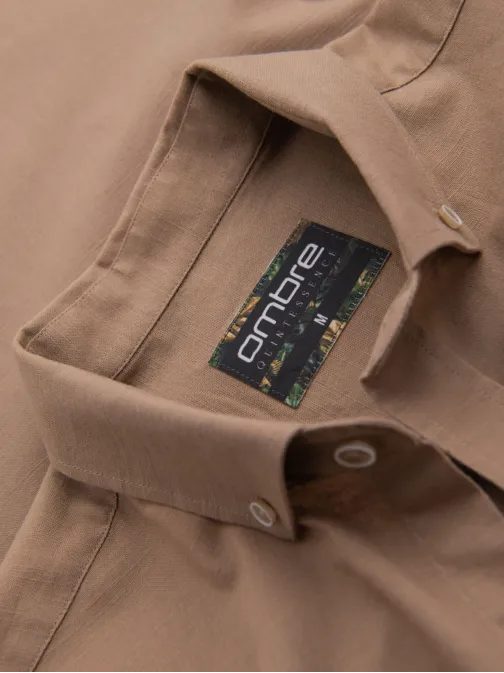 Privlačna moška rjava majica z dolgimi rokavi V7 SHCS-0134