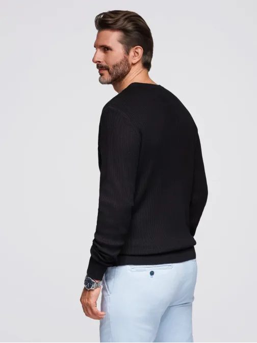 Moderen črn moški pulover na gumbe V2 SWSW-0182