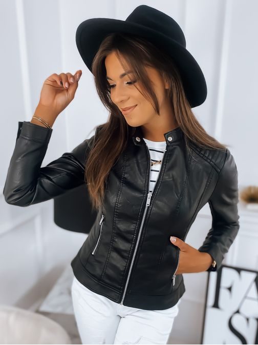 Preprosta ženska jakna iz umetnega usnja v črni barvi Aldo