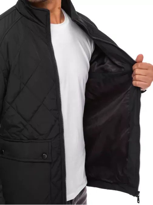 Črna prešita jakna modernega izgleda
