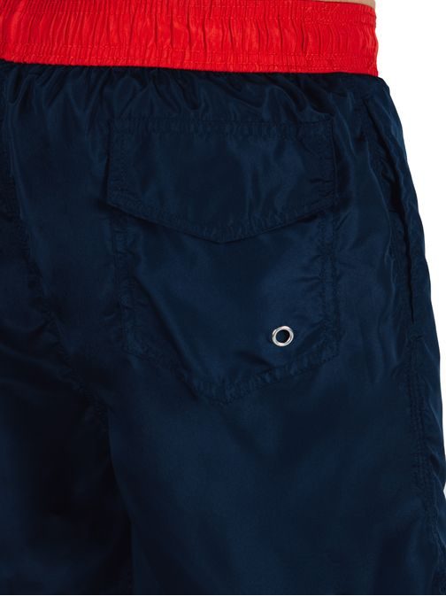 Modne moške kopalke v granatni barvi z rdečim pasom