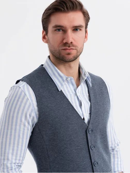 Temno moder eleganten komplet (telovnik + kratke hlače) V1 Z112