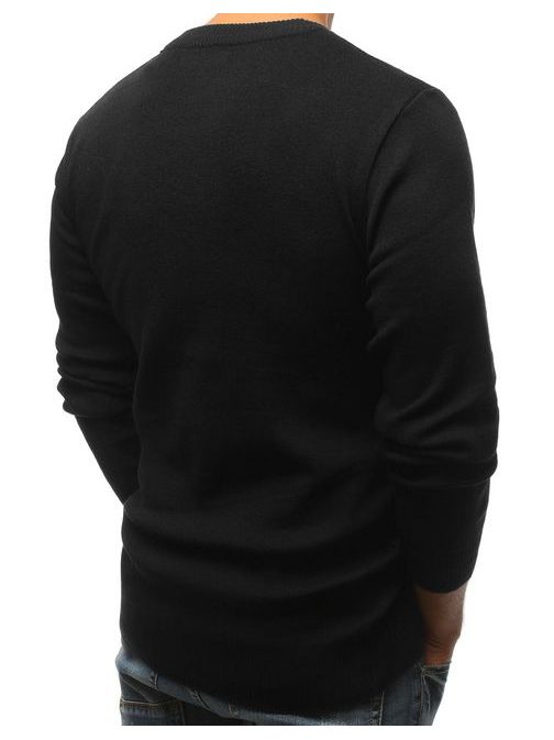Črn vzorčasti pulover za moške