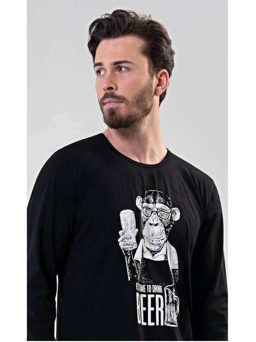 Trendovska črna moška pižama Opica