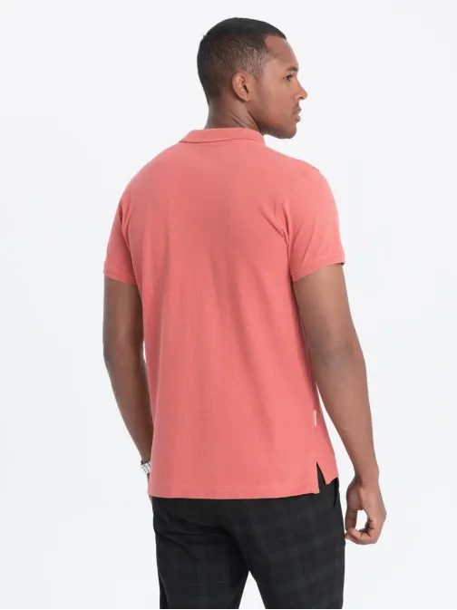 Bombažna coral polo majica z nežnim napisom V6 S1746