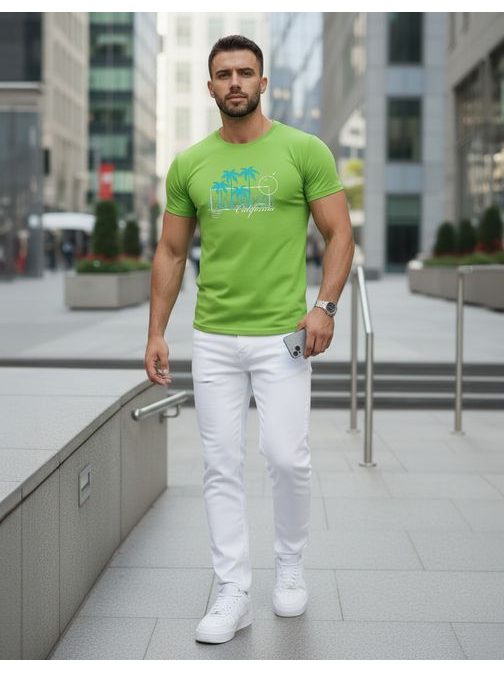 Izvirna zelena moška majica s poletnim potiskom