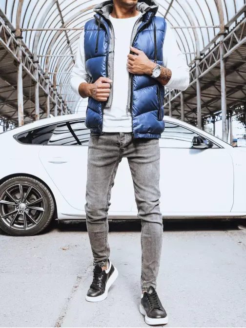 Topel prešiti telovnik v modri barvi