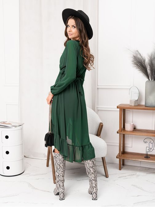 Stilska ženska temno zelena obleka DLR050