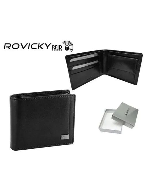 Elegantna črna usnjena denarnica Rovicky