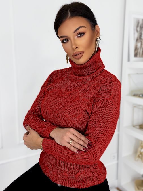Rdeč ženski trendovski pulover Carinna