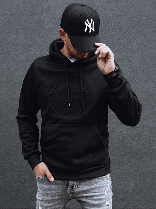 Črn moderni pulover s kapuco